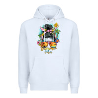 White summer vibes messy bun Premium Hoodie - BarkalooDesign