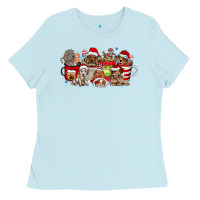 Baby Blue Christmas Dog Coffee Ladies Tee - CowhideDigitalArt