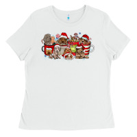 White Christmas Dog Coffee Ladies Tee - CowhideDigitalArt