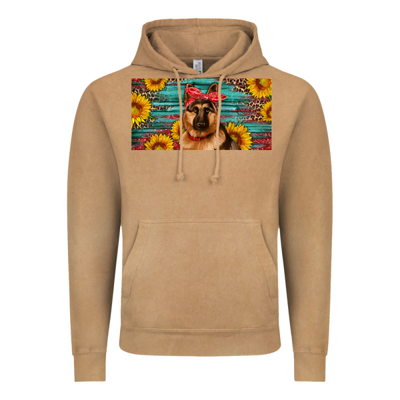 German Shepherd With Sunflowers License Plate Vintage Hoodie by Artiststas | Teevron