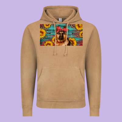 German Shepherd With Sunflowers License Plate Vintage Hoodie Designed By Artiststas