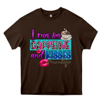 Chocolate Brown I run on caffeine and kisses Heavy Core Tee - FaDigitalArtStudio