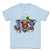 Dusty Blue Christmas snow cow joy Classic Tee - BarkalooDesign