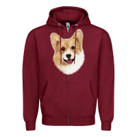 Burgundy Corgi Zipper Hoodie - Jasminsmagicworld