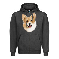 Charcoal Heather Corgi Zipper Hoodie - Jasminsmagicworld