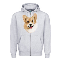 Heather Grey Corgi Zipper Hoodie - Jasminsmagicworld