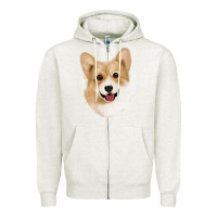 Oatmeal Heather Corgi Zipper Hoodie - Jasminsmagicworld