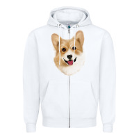 White Corgi Zipper Hoodie - Jasminsmagicworld