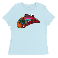 Baby Blue Christmas Cowboy Ladies Tee - CowhideDigitalArt