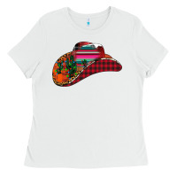 White Christmas Cowboy Ladies Tee - CowhideDigitalArt