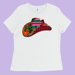 Christmas Cowboy Ladies Tee Designed By Cowhidedigitalart