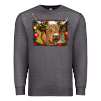 Charcoal Heather highland cow christmas Premium Sweatshirt - RanaPortraitStore