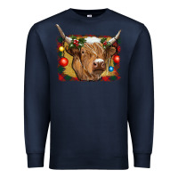 Navy highland cow christmas Premium Sweatshirt - RanaPortraitStore