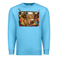 Ocean Blue highland cow christmas Premium Sweatshirt - RanaPortraitStore