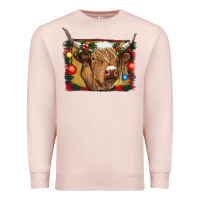 Pale Pink highland cow christmas Premium Sweatshirt - RanaPortraitStore