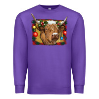 Purple highland cow christmas Premium Sweatshirt - RanaPortraitStore