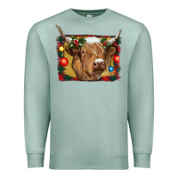 Seafoam highland cow christmas Premium Sweatshirt - RanaPortraitStore