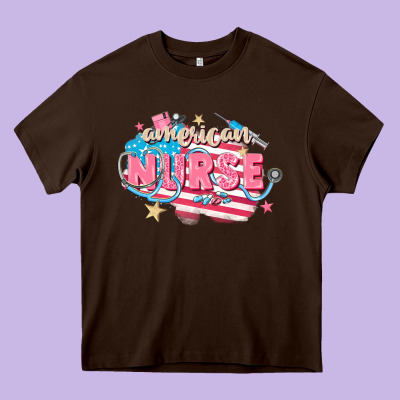 American Nurse Heavy Core Tee Designed By Fadigitalartstudio