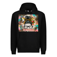 Black teacher messy bun tumbler Premium Hoodie - BarkalooDesign