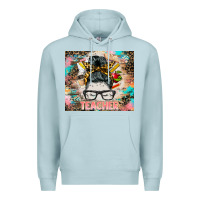 Blue Mist teacher messy bun tumbler Premium Hoodie - BarkalooDesign