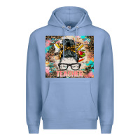 Colony Blue teacher messy bun tumbler Premium Hoodie - BarkalooDesign