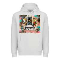 Dove Grey teacher messy bun tumbler Premium Hoodie - BarkalooDesign