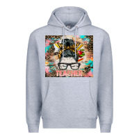 Heather Grey teacher messy bun tumbler Premium Hoodie - BarkalooDesign