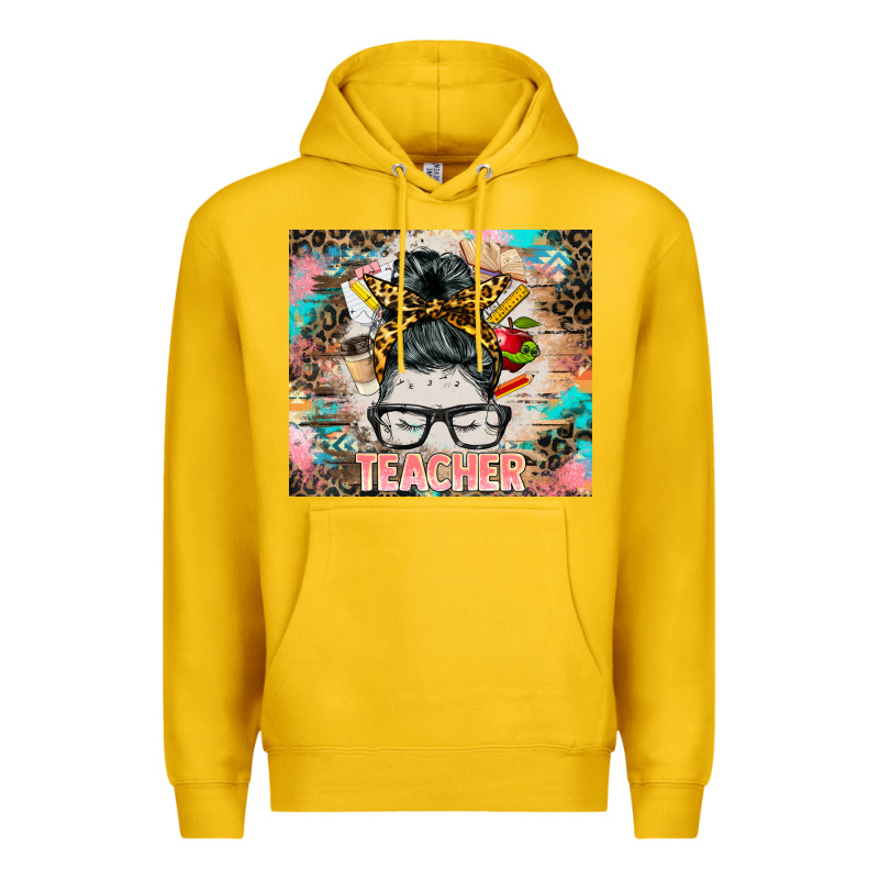 Teacher Messy Bun Tumbler Premium Hoodie by BarkalooDesign | Teevron