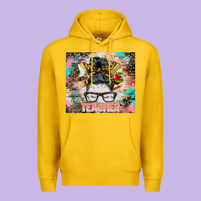 Teacher Messy Bun Tumbler Premium Hoodie Designed By Barkaloodesign