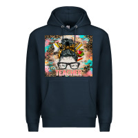 Navy teacher messy bun tumbler Premium Hoodie - BarkalooDesign