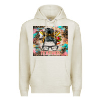 Oatmeal Heather teacher messy bun tumbler Premium Hoodie - BarkalooDesign