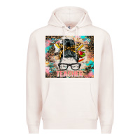 Pale Pink teacher messy bun tumbler Premium Hoodie - BarkalooDesign