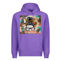 Purple teacher messy bun tumbler Premium Hoodie - BarkalooDesign