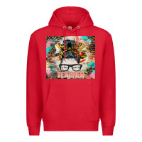 Red teacher messy bun tumbler Premium Hoodie - BarkalooDesign