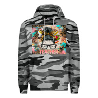 Slate Camo teacher messy bun tumbler Premium Hoodie - BarkalooDesign