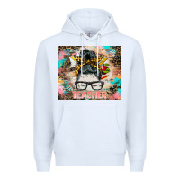 White teacher messy bun tumbler Premium Hoodie - BarkalooDesign