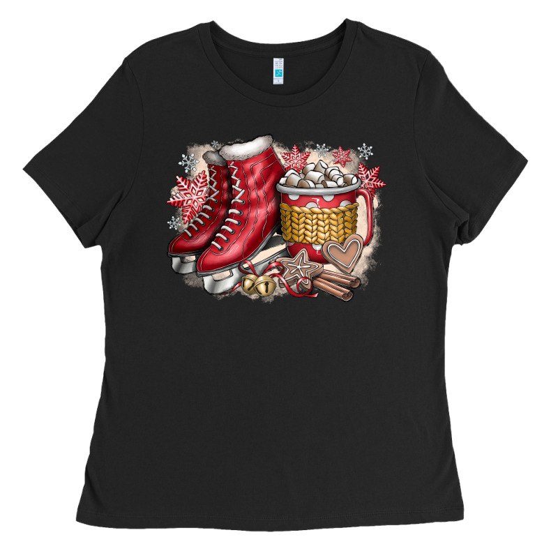 Christmas Ice Skating Ladies Tee by CowhideDigitalArt | Teevron
