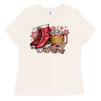 Bone Christmas Ice Skating Ladies Tee - CowhideDigitalArt