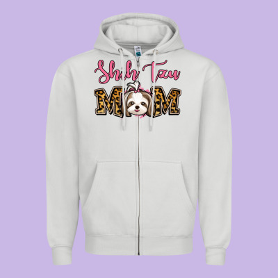 Shih Tzu Mom Zipper Hoodie Designed By Jasminsmagicworld