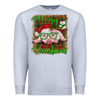 Heather Grey merry christmas baby pig Premium Sweatshirt - RanaPortraitStore