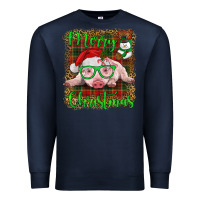 Navy merry christmas baby pig Premium Sweatshirt - RanaPortraitStore