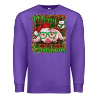 Purple merry christmas baby pig Premium Sweatshirt - RanaPortraitStore