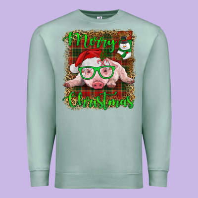 Merry Christmas Baby Pig Premium Sweatshirt Designed By Ranaportraitstore