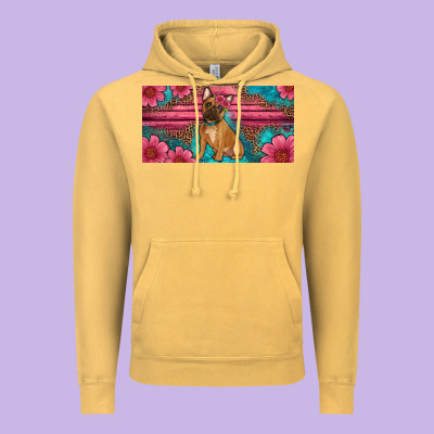 French Bulldog Floral License Plate Vintage Hoodie Designed By Artiststas