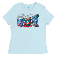 Baby Blue Christmas Coffee Ladies Tee - CowhideDigitalArt