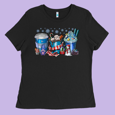 Christmas Coffee Ladies Tee Designed By Cowhidedigitalart