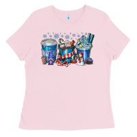 Bubblegum Pink Christmas Coffee Ladies Tee - CowhideDigitalArt