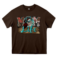 Chocolate Brown Mom life skull Mother's Day Heavy Core Tee - FaDigitalArtStudio