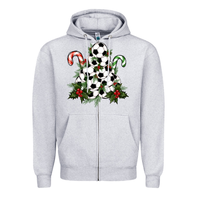Soccer Tree Christmas Zipper Hoodie by RanaPortraitStore | Teevron