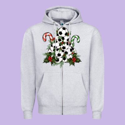 Soccer Tree Christmas Zipper Hoodie Designed By Ranaportraitstore